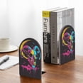 thumbnail image 5 of Naloa Neon Gothic Skull Moon 2 Pcs Bookend Large Capacity Office Book Ends for Home Office Library School Study Decoration, 5 of 8