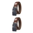 thumbnail image 2 of Qarigey Cómodo de usar Cinturón con hebilla automática para hombres - Trabajo de cuero duradero y resistente a los arañazos Grano de Grano de carbono azul 95 Correas Marrón 2Conjunto, 2 of 6