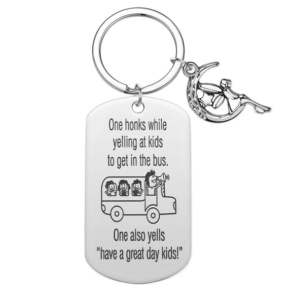 Fashion Stainless Steel Keychain School Bus Car Kids Pendants DIY Jewelry Car Key Chain Souvenir Gift Angel Moon Keyrings