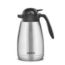 Milton Carafe 1500 Stainless Steel Double Walled Vacuum Insulated Flask with Lid and Handle, 1500 ml, Silver