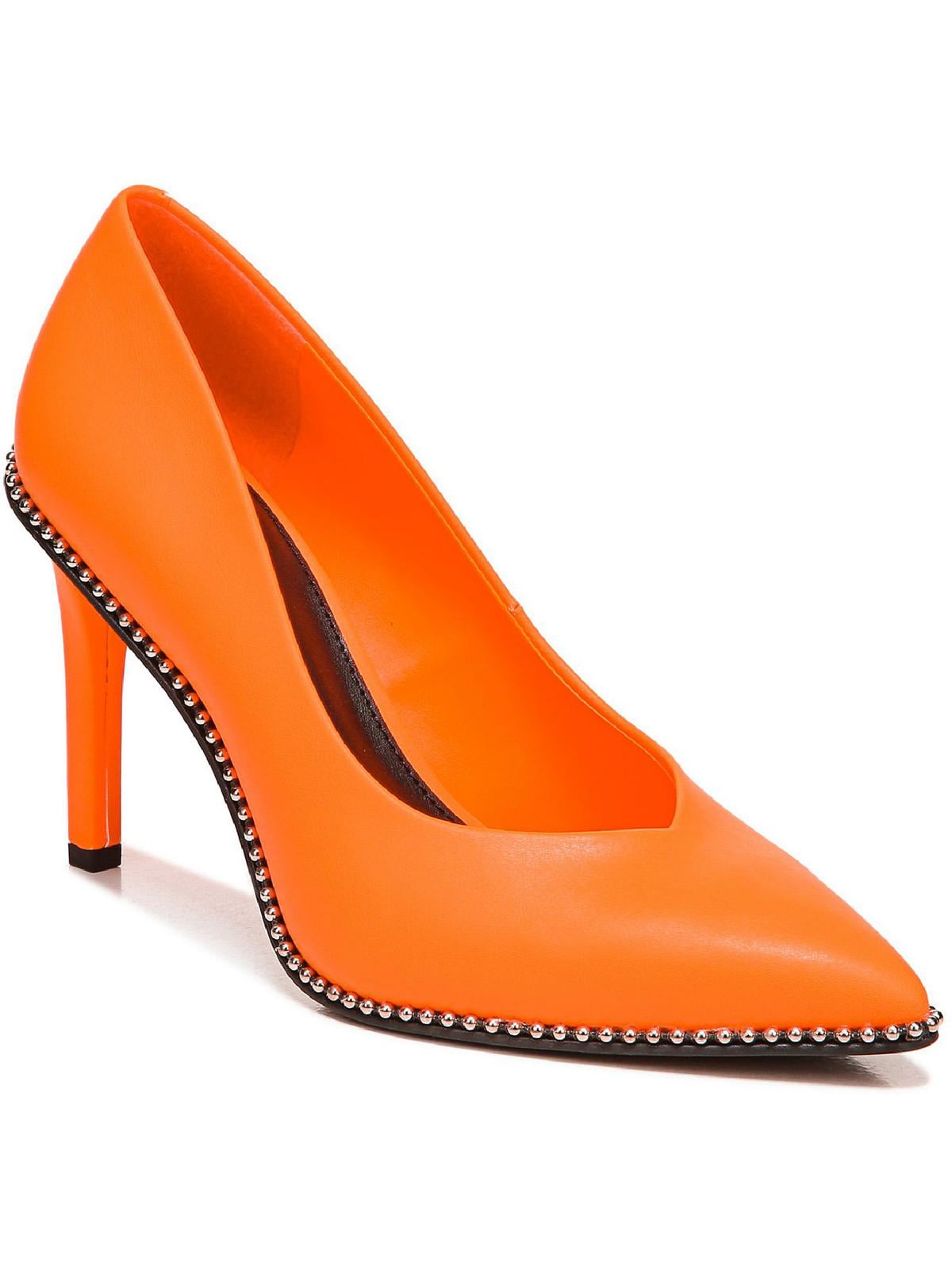 Bar III Womens Binsa P Faux Leather Pointed Toe Heels Orange 8 Medium