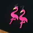 thumbnail image 4 of Dangle Cute Flamingo Huggie Hook Hoop Earrings for Women Acrylic Bird Animal Statement Dangling Drop Earring, 4 of 5