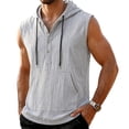 thumbnail image 2 of Noric Men's Sleeveless Hooded Tank Top Button Front Muscle Tee with Big Pocket Casual Gym Hoodie Vest for Summer, 2 of 7