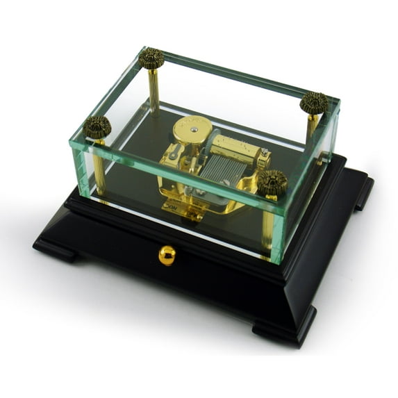Exclusive Crystal Music Box W. Contemporary Wooden Base OVERSTOCK PRICE, Music Selection - My Favorite Things (Richard Rogers)
