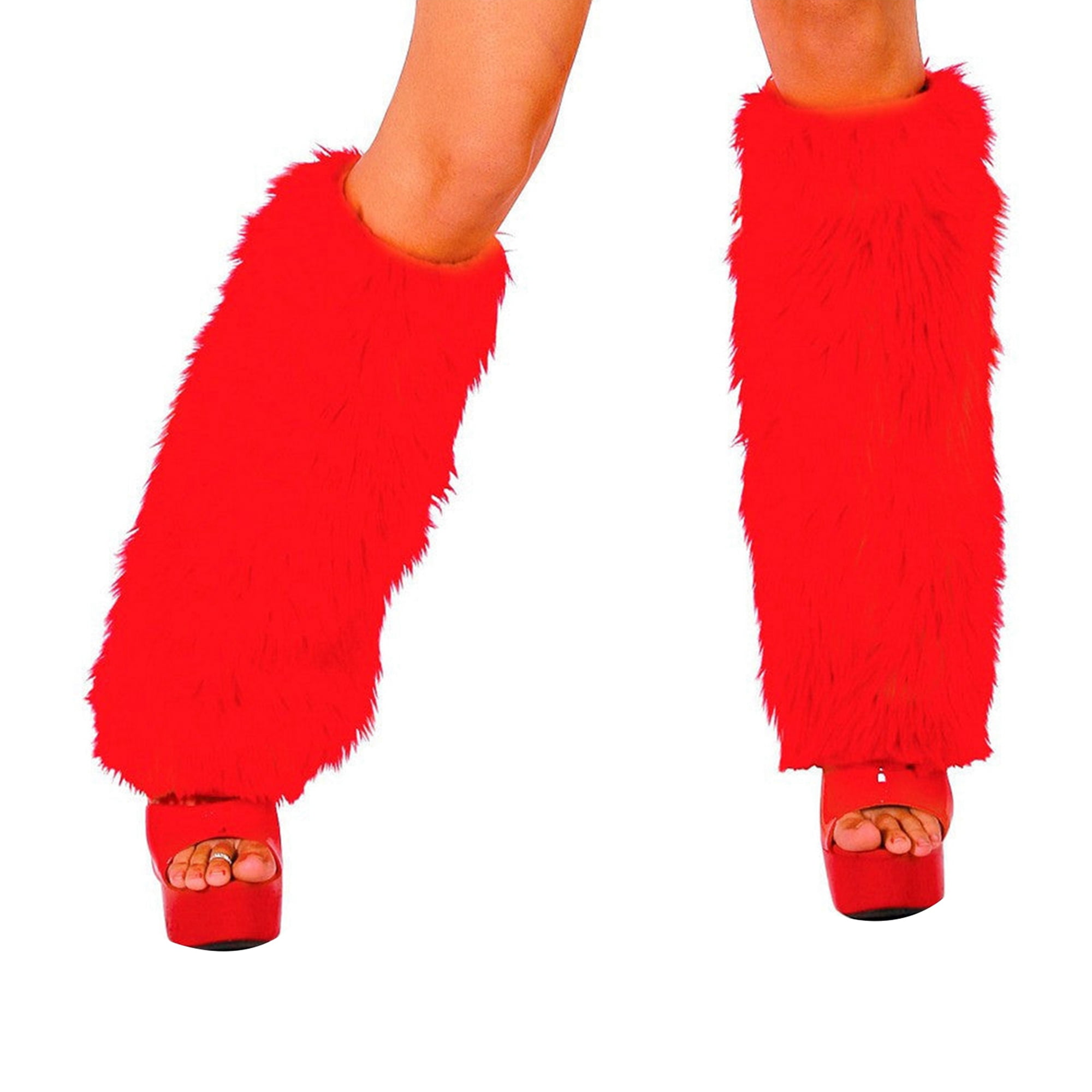 CenturyX Women Faux Fur Leg Warmers Furry Fuzzy Leg Warmers Winter Boot Cuffs Cover for Santa