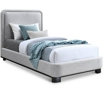Meridian Furniture Nolita Grey Linen Textured Fabric Twin Bed