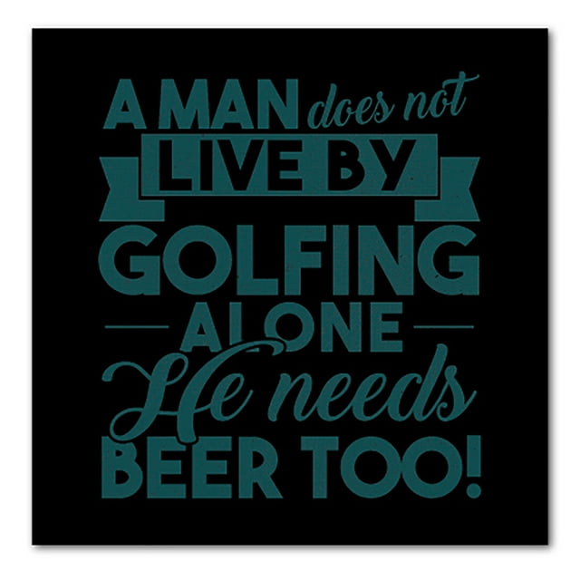 DistinctInk Custom Bumper Sticker - 3" x 3" Decorative Decal - Black Background - Live By Golfing Alone Need Beer Too