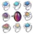 thumbnail image 3 of BGZLEU Color Plating Multi Color Change Oval Crystal Ring,Mood Ring,Stone Emotion Feeling Mood Ring,Open Adjustable Rings,Color Changing Mood Rings,Temperature-Control Rings, 3 of 9