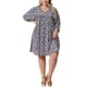 thumbnail image 2 of Vestido de Verano de Talla Grande para Mujeres con Cordón en el Escote en V, Vestidos Midi Fluidos 1X Azul Marino, 2 of 6