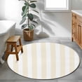 thumbnail image 4 of Cream Striped Large Area Rugs for Bedroom Living Room, Soft Non Slip Carpet Bedside Rug, Modern Farmhouse Cream White Stripes Round Floor Cover Kitchen Accent Rug 3' for Dining Room/Office, 4 of 9