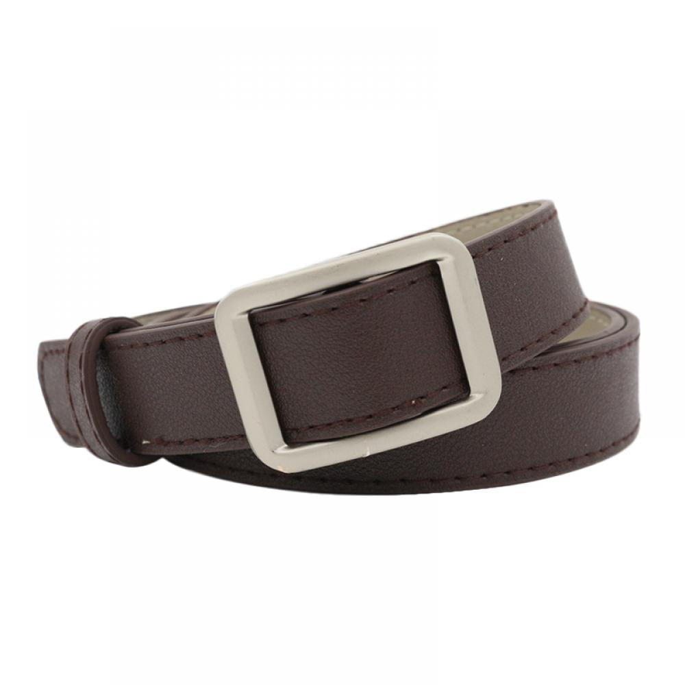 Black Lowell square buckle leather belt