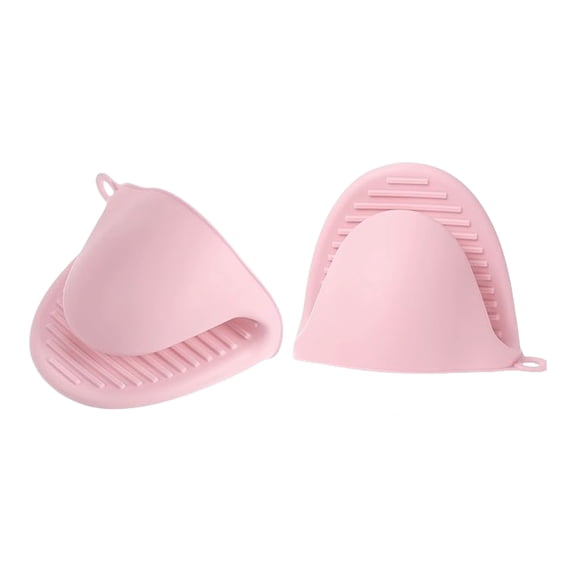 2-Piece Mini Silicone Heat-Resistant Gloves, High-Temperature Resistant, Ideal for Baking, Cooking, and Grilling (Pink)