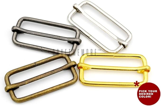 Triglide Slider 1 1/4", 1 1/2" Belt Keeper Movable Bar Slider Strap Adjuster Rectangle Strap Keeper Purse Making (1-1/4" x 100 pcs, Gunmetal)