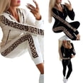thumbnail image 3 of 2pc Women Tracksuit Zipped Hoodies Sweatshirt Tops Pants Leopard Set Sport Jogging Wear Casual Suit, 3 of 7