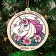 thumbnail image 3 of Pink Unicorn Stained Glass Suncatcher Ornament – Text Christmas 2025 Tree Decoration Gift for Family, Friends, Man & Woman, 3 of 6