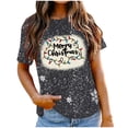 thumbnail image 4 of Aofany Merry Christmas Shirt for Women Letter Pattern Cute T-Shirt Plaid Xmas Tree Casual Graphic Print Crewneck Tees Tops, 4 of 7