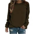 thumbnail image 2 of Womens Plus Size Tops 2023 Fashion Long Sleeves Casual Shirts Soild Color Round Neck Sweatshirt Pullover Loose Tunic Tops on Clearance, 2 of 5