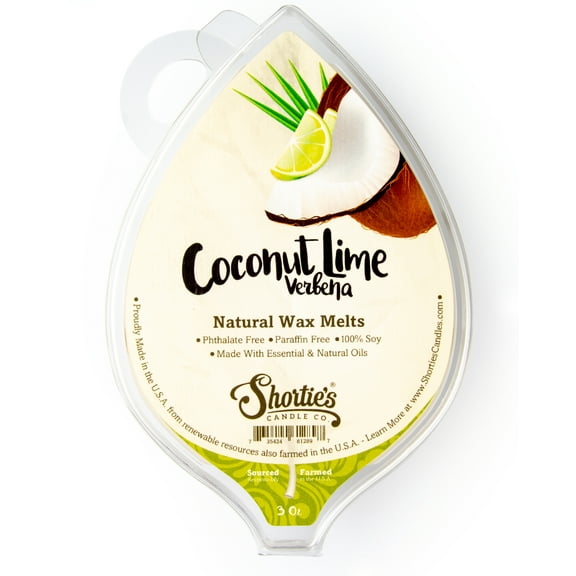 Coconut Lime Verbena Soy Wax Melts - All Natural   Essential Oils   Phthalate Free - Shortie's Candle Company