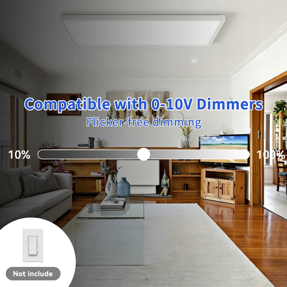 2 Pack 1x4 LED Flat Panel Light – 5500LM Ultra-Bright, Dimmable 30-50W, 3000K-6500K Adjustable, 0-10V Dimming, Slim Surface Mount Ceiling Light for Office, Home, Garage