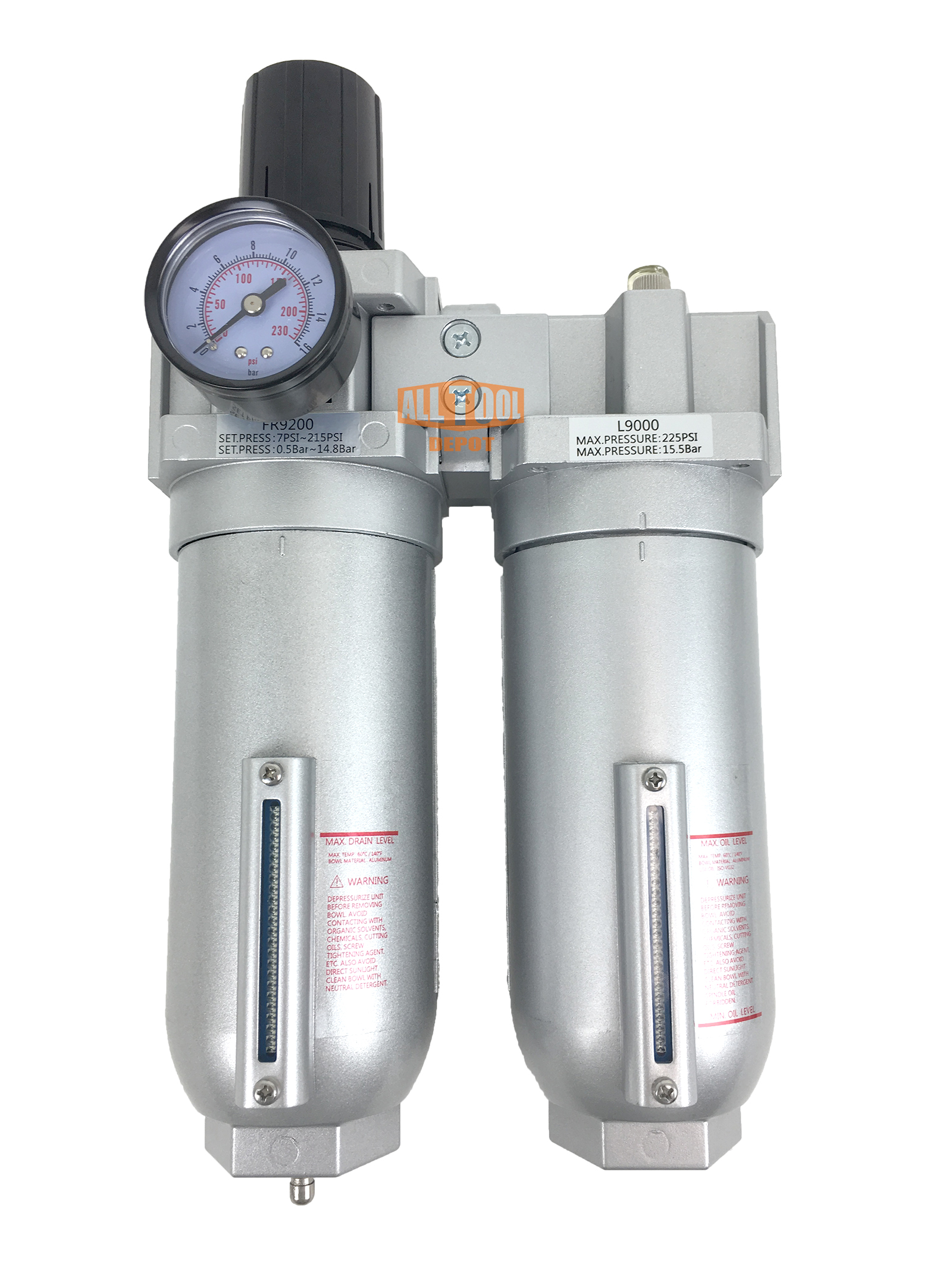 1" NPT SUPER DUTY Compressed Air In Line Filter Regulator Lubricator