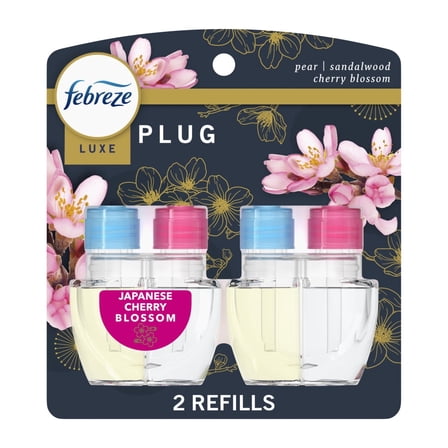 Febreze Plug In Air Freshener, Odor-Fighting Scented Oil Refill, Japanese Cherry Blossom, 2 Refill