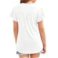 thumbnail image 3 of Kids Children Short Sleeved Solid Color V-Neck Casual T-Shirt Tops, 3 of 4