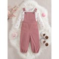 thumbnail image 3 of KIMI BEAR 3T Toddler Girl Outfit Set 4T Child Girls Winter Clothes Long Sleeves Heart T-shirt Top Overalls Set Adjustable Strap Suspender Pants 2pcs Clothing Pink, 3 of 5