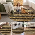thumbnail image 5 of Black Golden Striped Large Round Rug 8 FT, Non Slip Living Room Area Carpet, Luxury Farmhouse Stripes Washable Soft Circle Rug Non-Shedding Floor Carpet for Bedroom Office Dining Room, 5 of 9