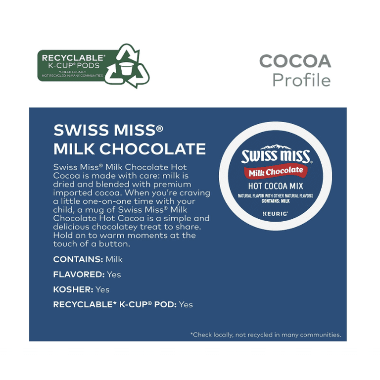 Swiss Miss Milk Chocolate Hot Cocoa K-Cup Pods - Deliciously Rich
