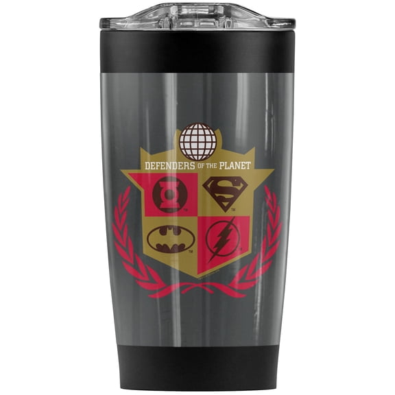 Justice League Defenders Stainless Steel Tumbler 20 oz Coffee Travel Mug/Cup, Vacuum Insulated & Double Wall with Leakproof Sliding Lid | Great for Hot Drinks and Cold Beverages