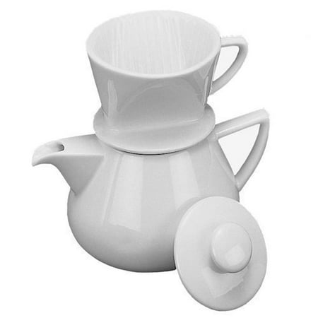 HIC Harold Import Co. NT1044-HIC 19 oz. White Drip with Pot Porcelain Coffee Maker Home Decor