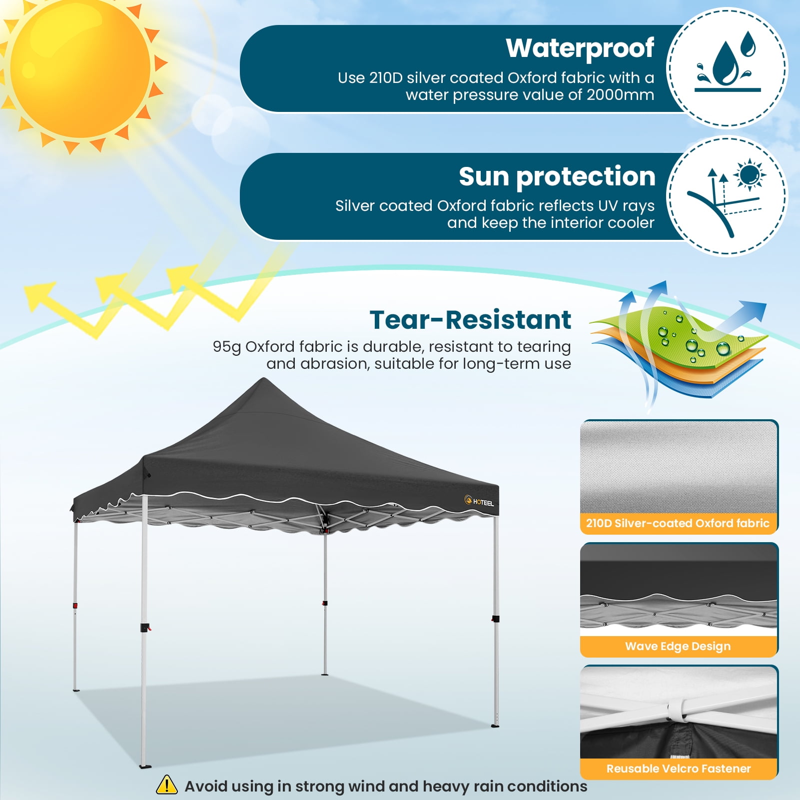 HOTEEL Party Tent 10x10 Canopy Tents for Parties with 6 Removable Sidewalls, Waterproof Outdoor Tent for Weddings and Events