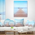 thumbnail image 4 of Designart Wooden Pier in Cold Atmosphere - Seascape Throw Pillow - 18x18, 4 of 5