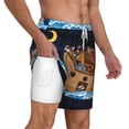 thumbnail image 2 of Kdxio Ocean Scene With Noah'S Ark Print Men'S Swim Trunks With Compression Liner 7 Inch Inseam Quick Dry Swim Shorts, 2 of 7