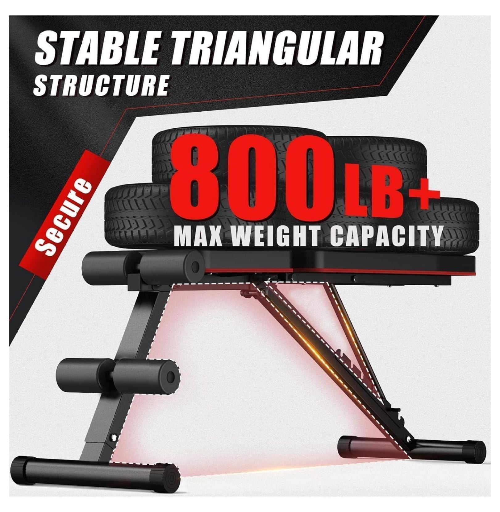 Weight Press, Adjustable Workout Benches for Home Gym Dumbbell Exercise, 880 LB Stable Incline Decline for Full Body Workout, 2 Sec Fast Folding Strength Training Sit up