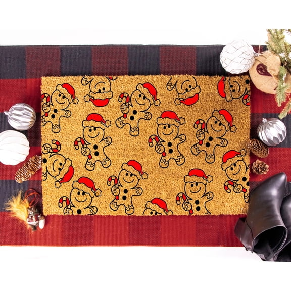 Doormat Gingerbread Christmas Happy Holidays Doormat Christmas Decor F (18" x 30") #5221