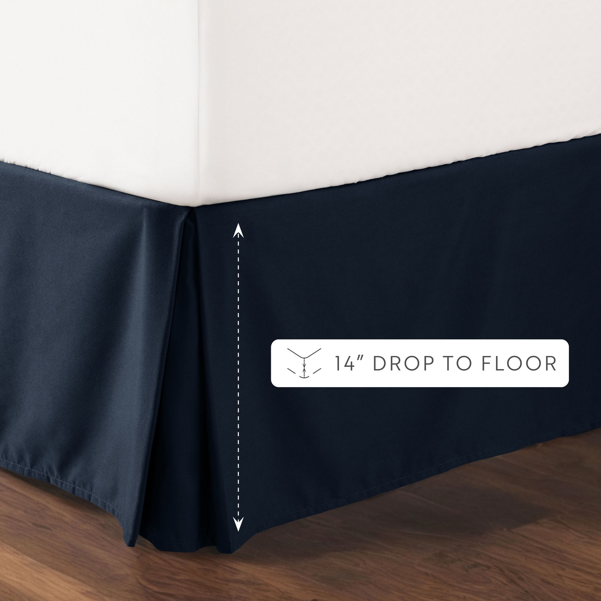 Noble Linens Navy Pleated Dust Ruffle Bed Skirt, Full