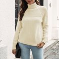 thumbnail image 3 of Womens Fall Fashion 2022! QLEICOM Sweaters for Women, Women‘s Turtleneck Sweater Solid Knitted Casual Fashion Raglan Sleeves Long Sleeve Tops Blouse On Clearance, 3 of 6