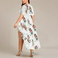 thumbnail image 4 of Sakmal Plus Size Dresses for Women T Shirt White Long Empire Waist Dress Floral Short Sleeve Dresses, 4 of 6