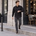 thumbnail image 2 of AZoiNM Men's Relaxed Fit Long Sleeve Button Down Casual Shirt Solid Color Wrinkle-Free Shirt with Chest Pockets, 2 of 8