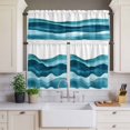 thumbnail image 2 of Teal Blue Curtain Valances Set Water Ripple Abstract Gradient Coean Waves Kitchen Curtains 24&nbsp;inch Length Rod Pocket Valance and Tiers 3 Piece Set Small Bedroom Bathroom Laundry Decor, 2 of 9
