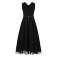 thumbnail image 6 of Miutii Kids Girls Shiny Rhinestones Birthday Party Dress Sleeveless V Neck Wedding Bridesmaid Dress Black 6, 6 of 9