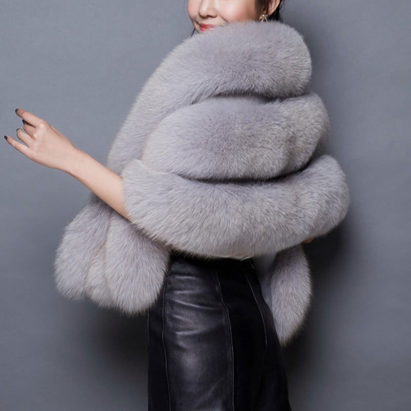 BAGGUCOR - Women Luxury Faux Fur Coat Jackets Wrap Cape Shawl for Wedding Party - Walmart.com 