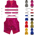 thumbnail image 3 of GiLiling Girls Sparkly Sleeveless Jackets Open Front Ribbed Dance Dress Vest with Pockets Kids Trendy Performance (Red, 3-4 Years), 3 of 3