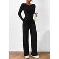 thumbnail image 5 of PRETTYGARDEN Women's 2 Piece Lounge Sets Asymmetrical Long Sleeve T Shirt Wide Leg Pants Casual Outfits Tracksuit, 5 of 8