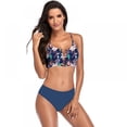 thumbnail image 3 of OUSITAID Women Bikini Lace Up Swimsuit Print Floral Tankini Two Piece Retro Padded Bathing Suits, 3 of 7