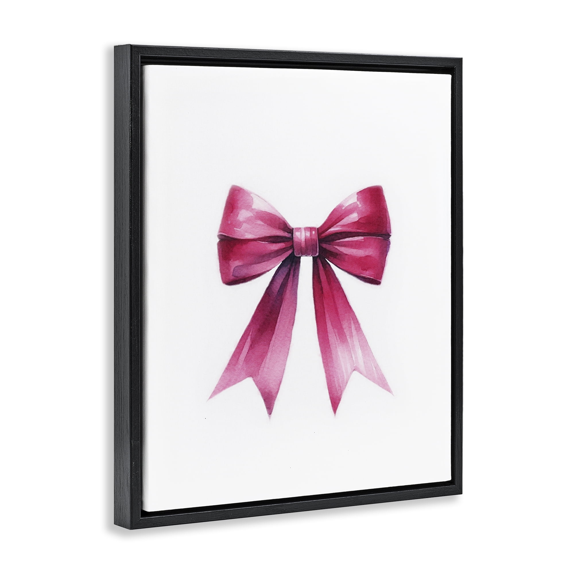 Stupell Industries Dark Magenta Ribbon Fashion Painting Black Floater Framed Canvas Art Print Wall Art, 25 x 31