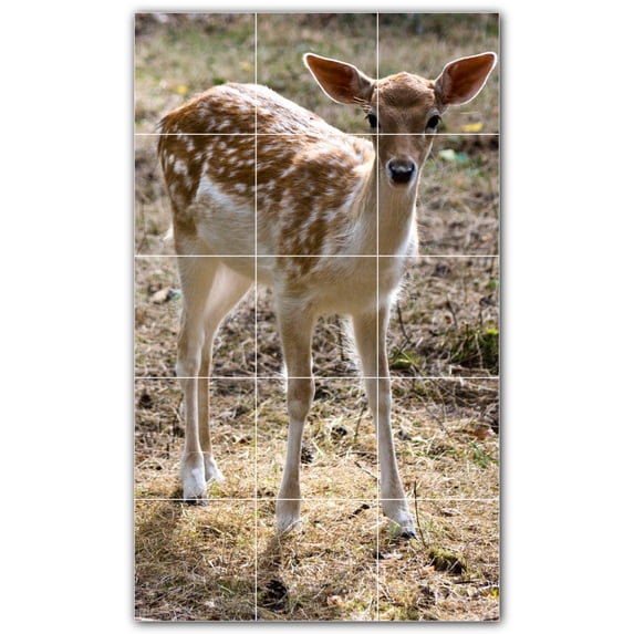 Picture-Tiles.com: Deer Ceramic Tile Wall Mural WAL500462-35L. 24"W x 40"H using (15) 8" x 8" Ceramic Tiles-Satin Finish