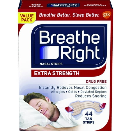 Breathe Right Extra Tan Drug-Free Nasal Strips for Nasal Congestion Relief, 44 (Best Drug For Nasal Congestion)