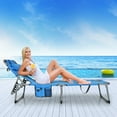 thumbnail image 5 of Goplus Outdoor Beach Lounge Chair Folding Chaise Lounge with Pillow Blue, 5 of 9